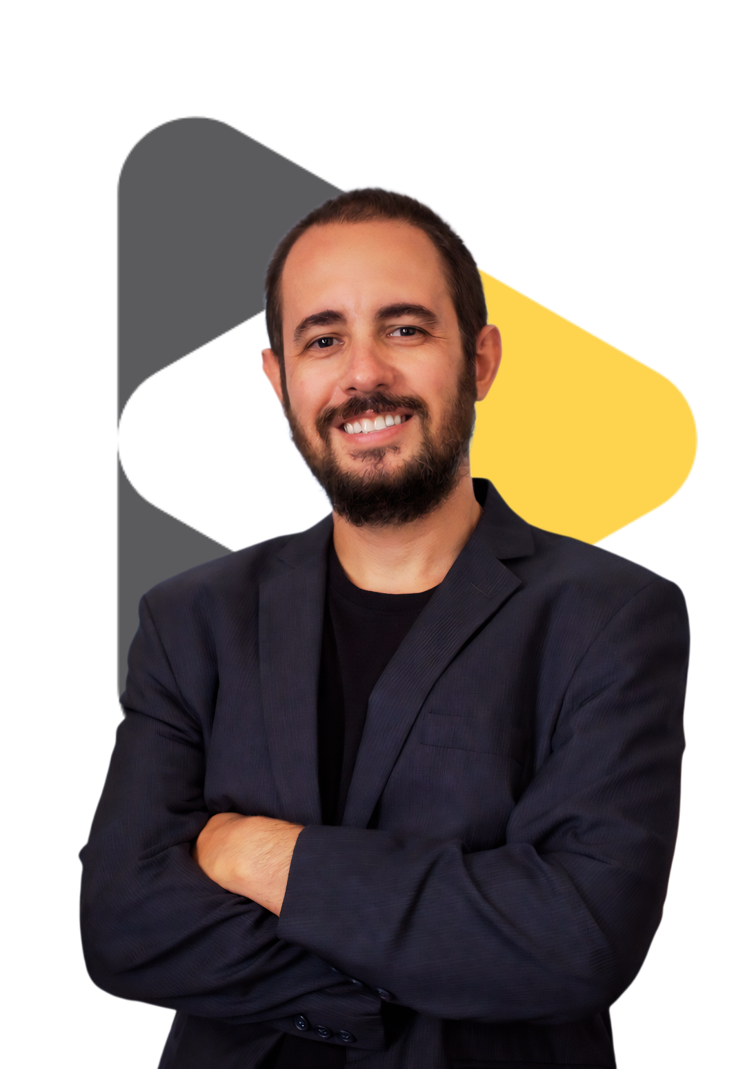 Paulo Diniz advogado especialista em Direito Digital com identidade visual do escritório ao fundo
