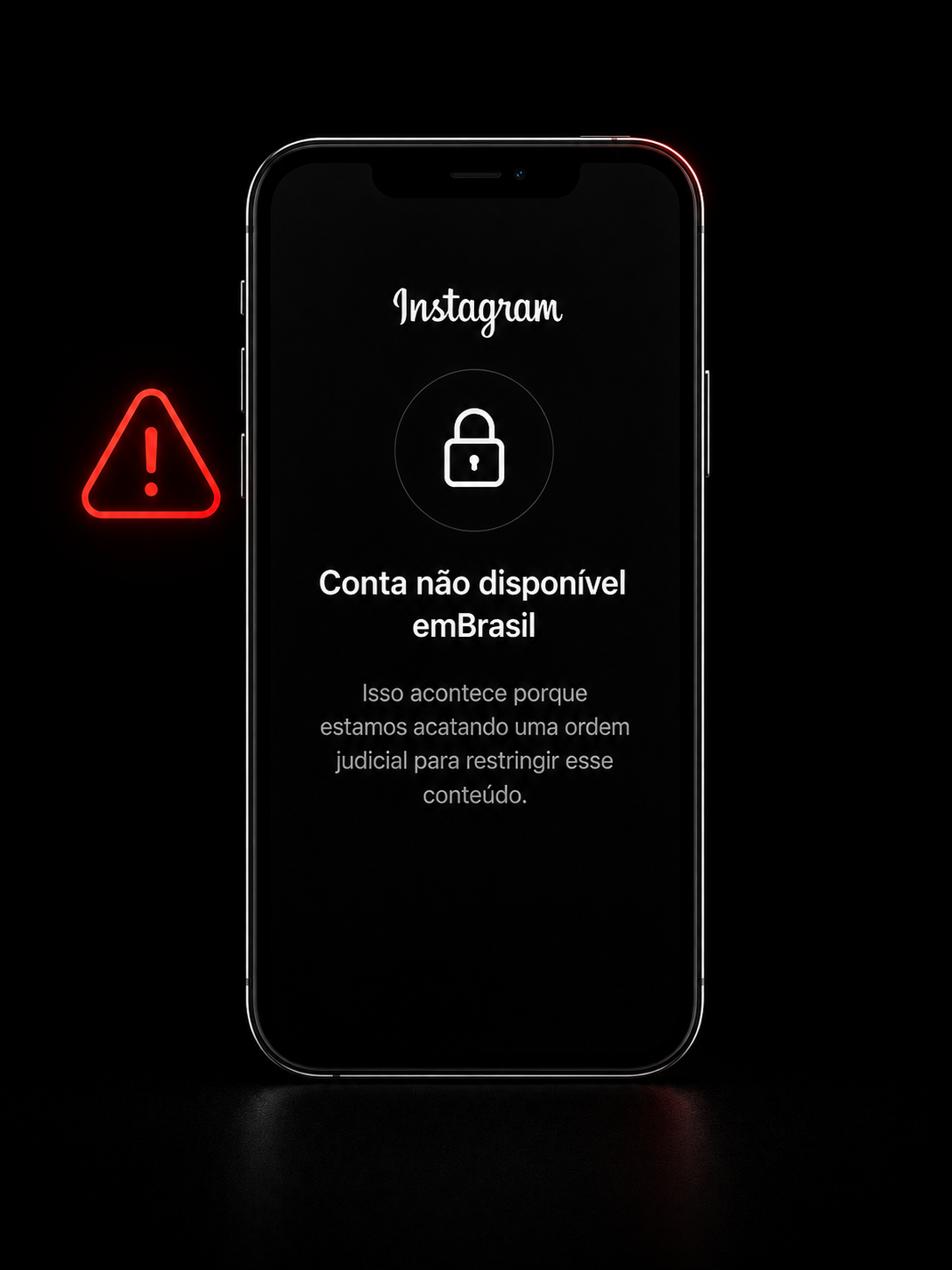 Ilustração representando uma conta do Instagram bloqueada devido à ausência de alvará judicial para uso de imagem de crianças e adolescentes, simbolizando restrição da plataforma após determinação judicial.